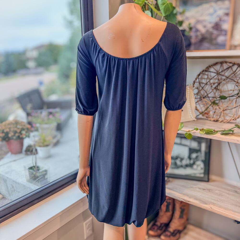 Vintage White House Black Market Black Bubble Hem Scoop Neck Dress-Women's Small - Picture 3 of 9